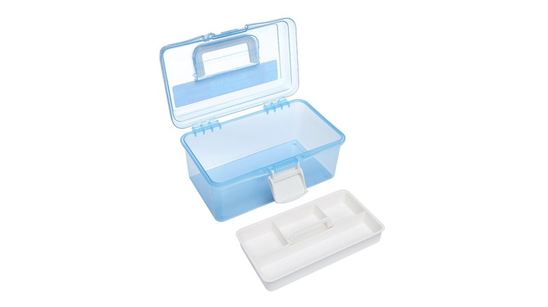 blue plastic tool box