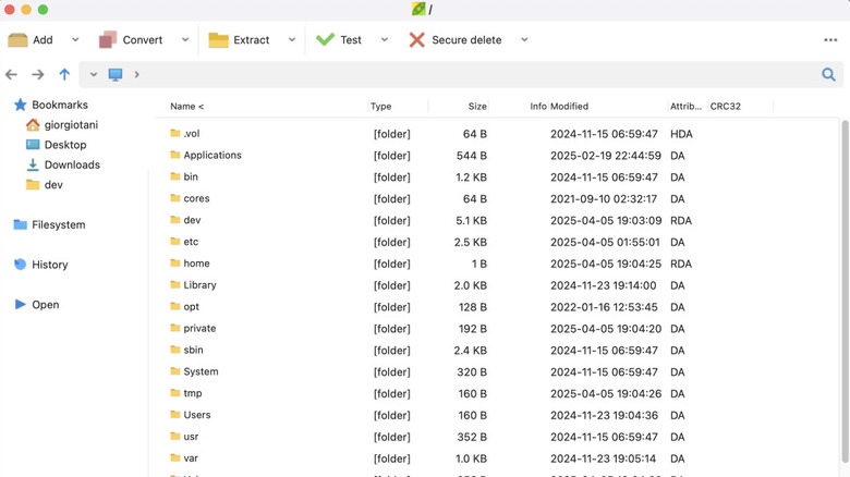 The PeaZip app on macOS