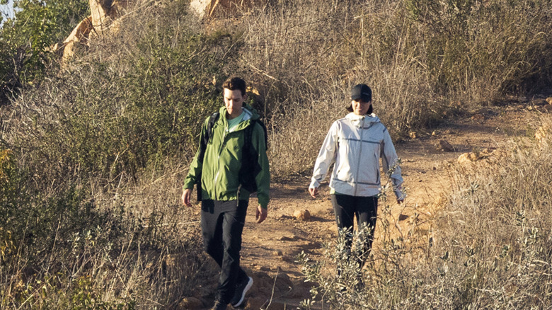 Two people going on a hike