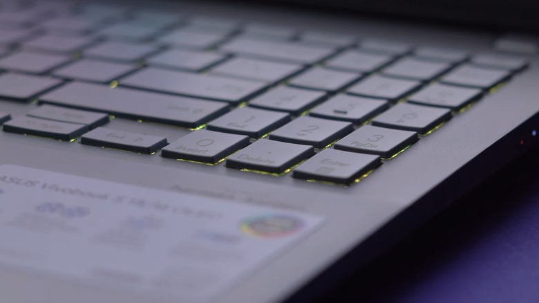 Close-up of ASUS Vivobook S16 laptop keyboard