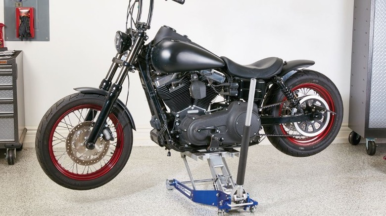 Motorcycle on lift