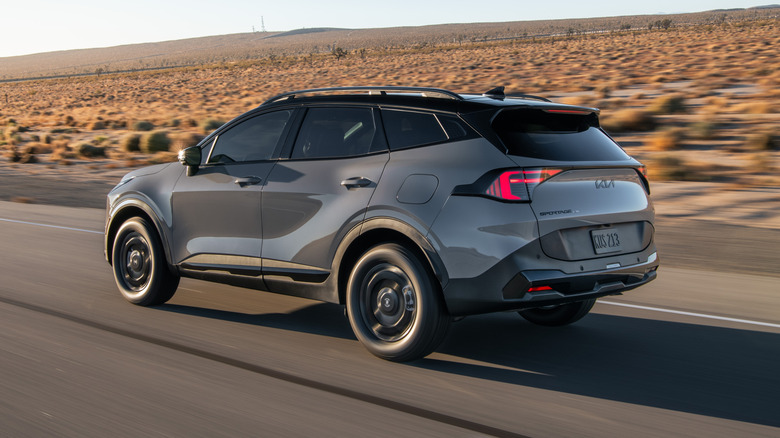 Kia Sportage seen from rear 3/4 angle