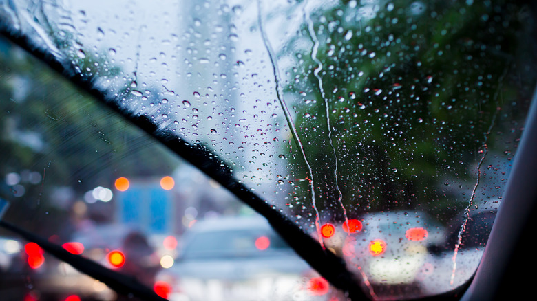 rain on windshield