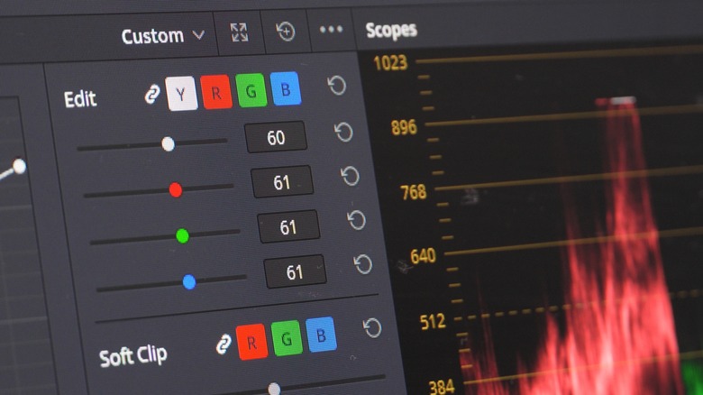 Color correction levels being adjusted