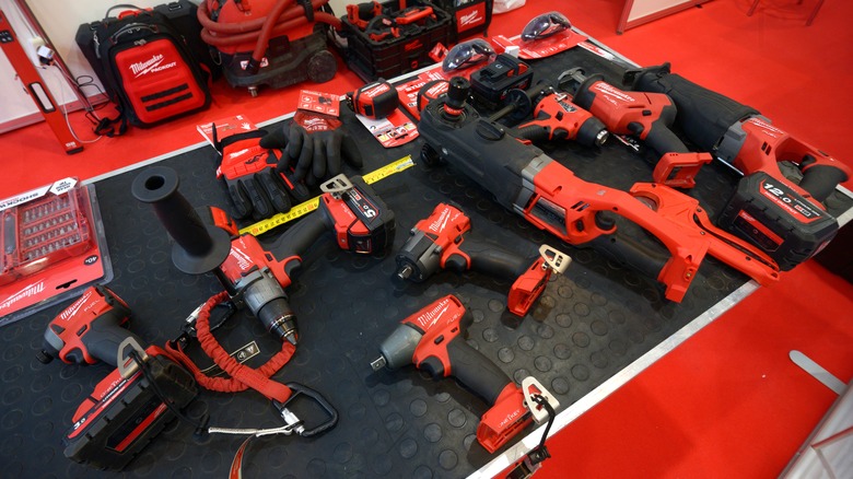 assorted Milwaukee power tools