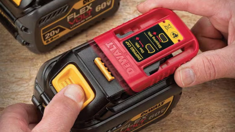DeWalt Flexvolt battery being switched out