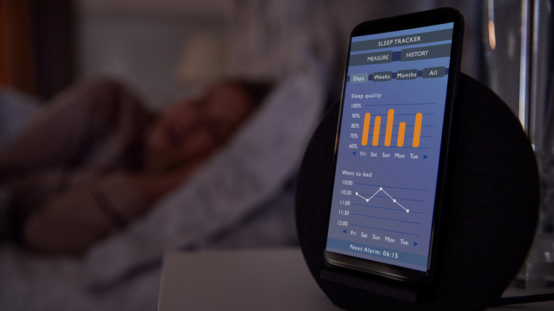Sleep tracker app next to bed