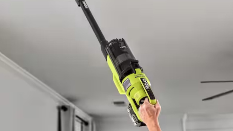 Ryobi dust buster with battery showing