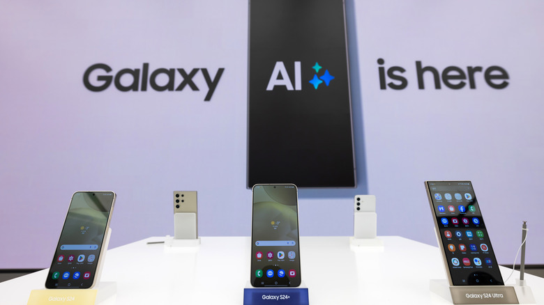 Samsung Galaxy S24 series display at media event