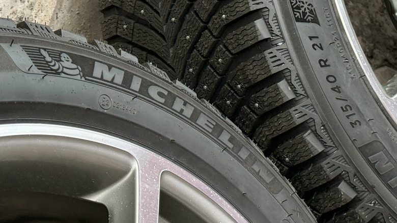 Two Michelin tires photographed close-up