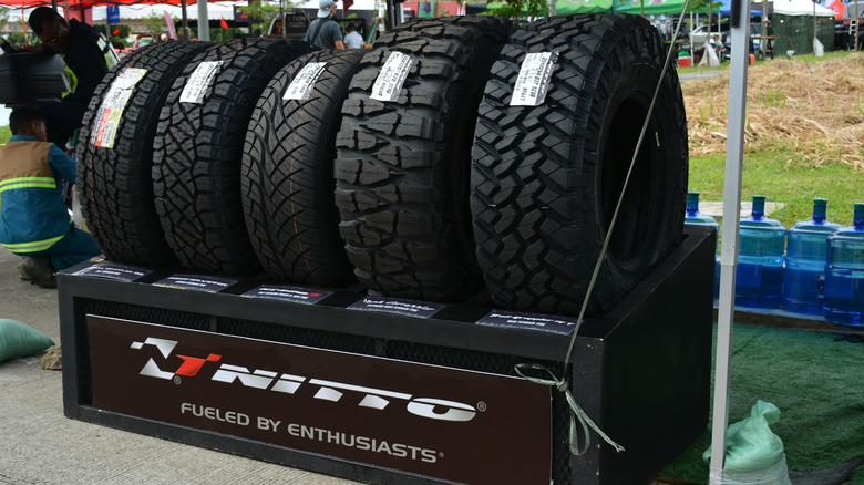 Five different Nitto tires on display
