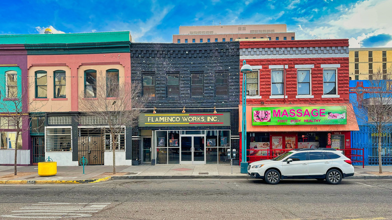 Car on a street in Albuquerque New Mexico