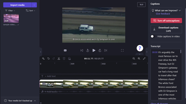 Clipchamp video with transcript