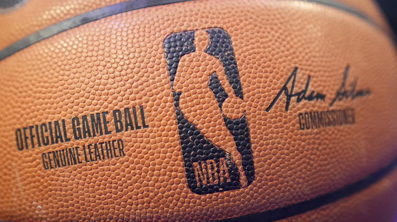 Closeup of official NBA basketball