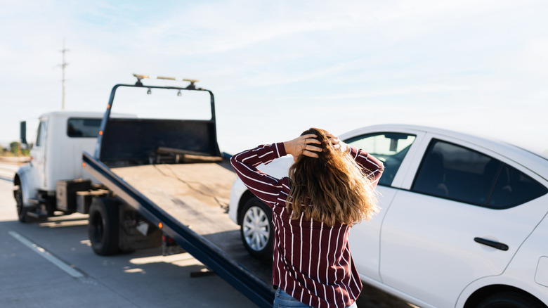 car being towed