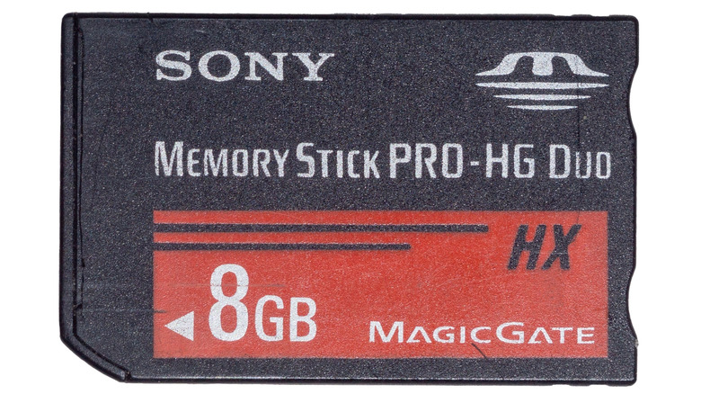 Sony Memory Stick card on white background