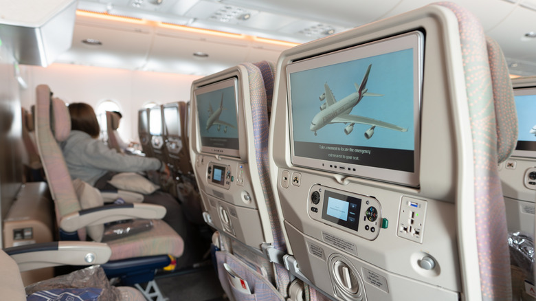 The Emirates' seatback entertainment screen.