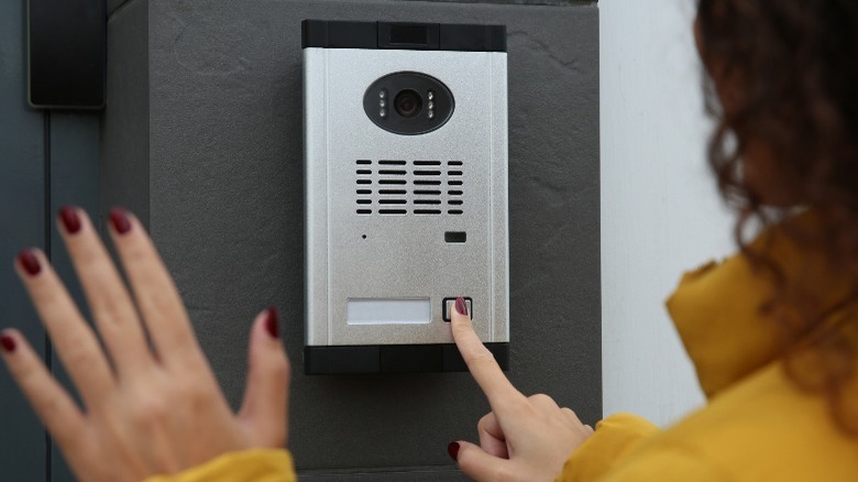 person using an intercom