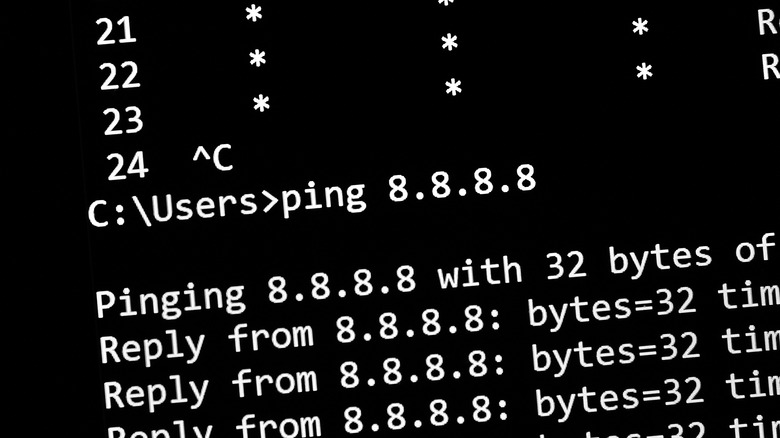 running ping test in command prompt window