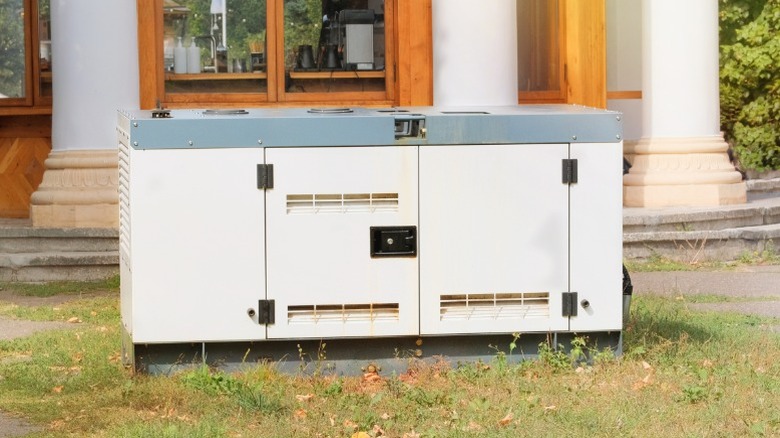 a standby generator on the lawn