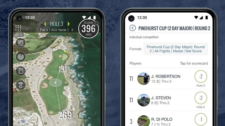 smartphone with golf course in the background