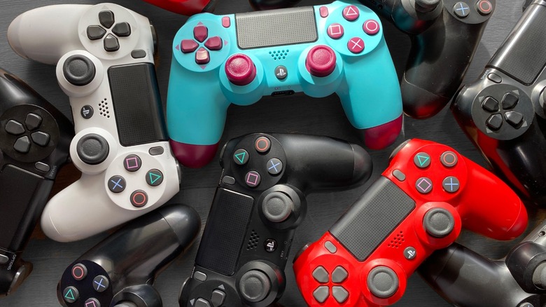 PlayStation 4 controllers in various colors