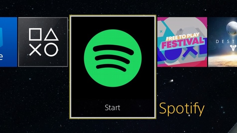 Spotify app icon on PlayStation 4