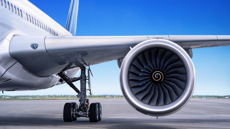 Aircraft's engine with blue sky in background