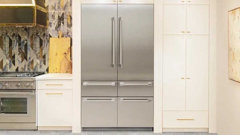 A Thermador French Door fridge with built-in bottom freezer