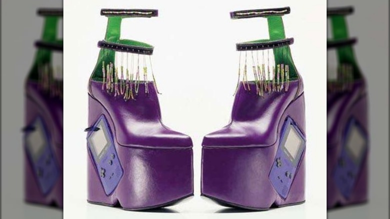 game boy platform shoes purple