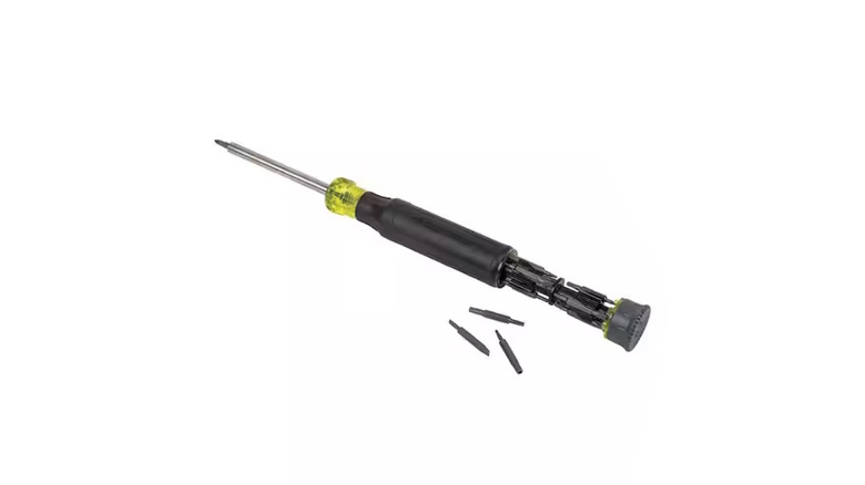 The Klein Tools 27-in-1 Multi-Bit Precision Screwdriver on a white background.