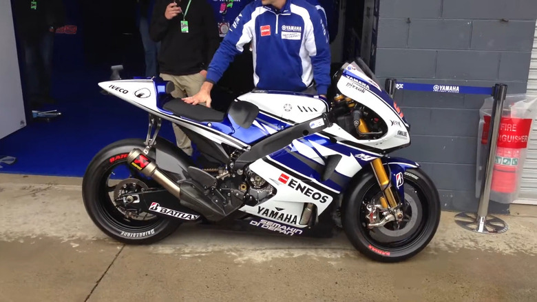 A shot of the 2012 Yamaha YZR-M1 up-close