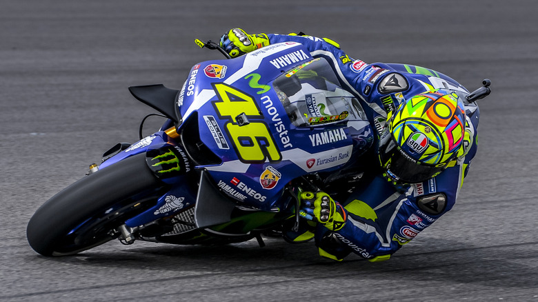 A shot Valentino Rossi riding the 2016 Yamaha YZR-M1