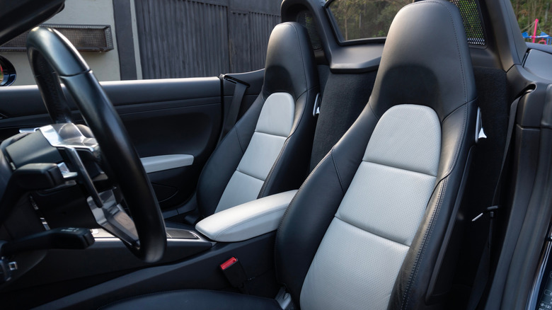 Two seats in a two-seater sports car