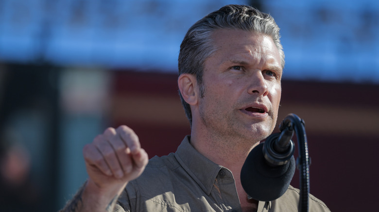 Secretary Hegseth giving a speech at Camp Pendleton