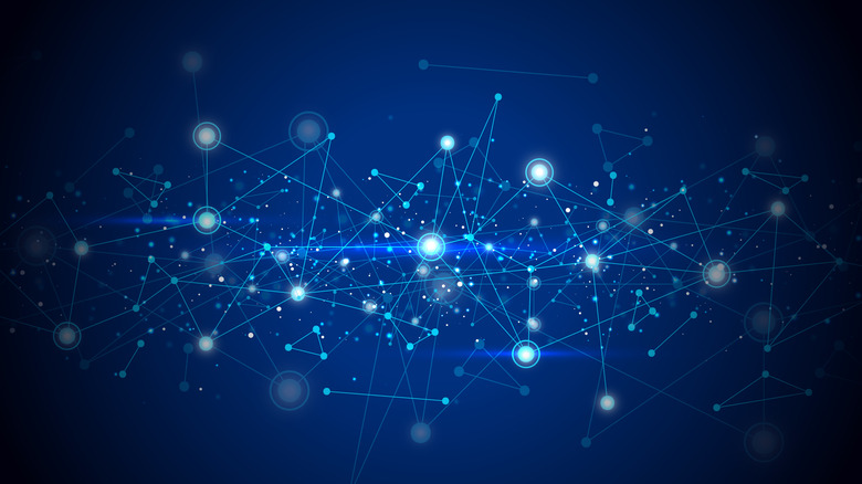 Abstract diagram showing nodes and paths in a complex network