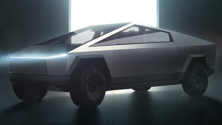 tesla cybertruck promotional image fog