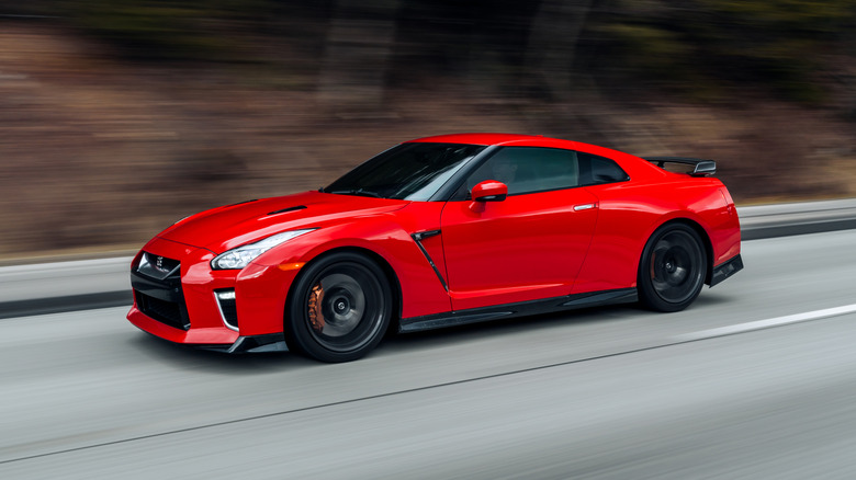 Nissan GT-R in red color