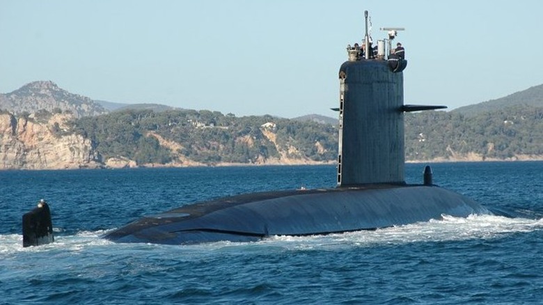 The French nuclear submarine Saphir on the surface