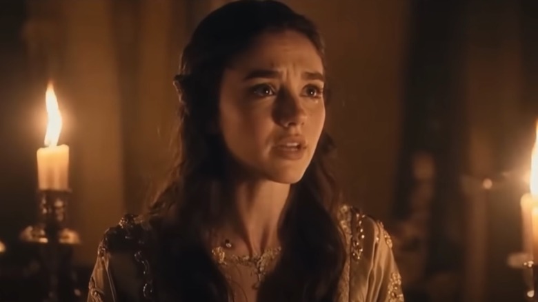 AI actor Tilly Norwood performing in period attire