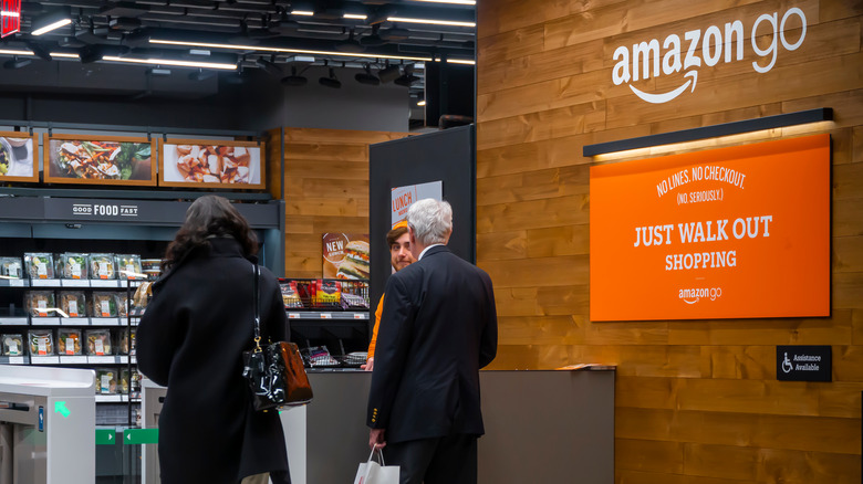 Patrons shopping inside Amazon Go store