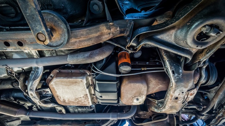 FRAM oil filter in vehicle