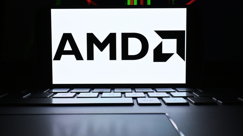 AMD logo appears on the phone screen