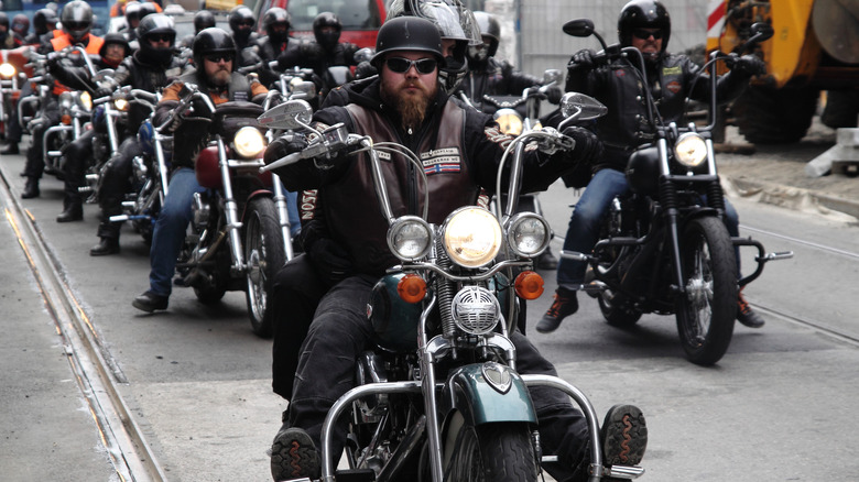 Many motorcycling clubs including the Bandidos at a protest against police bias