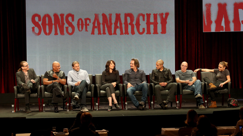 The Sons of Anarchy production team meeting with the press at an event