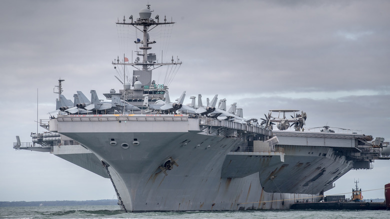 The USS Harry S Truman dicked at a port in the U.K.