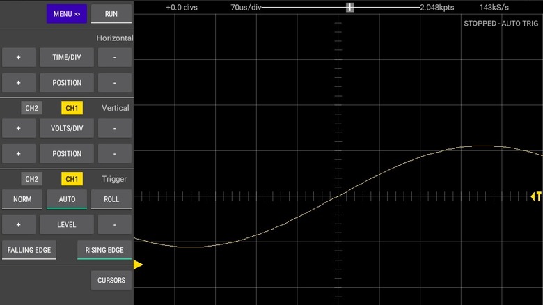 A zoomed-in, continuous analog waveform
