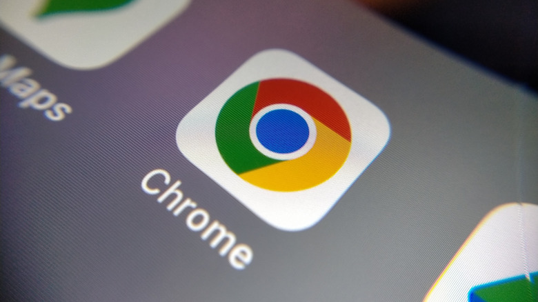 Chrome icon on a phone screen