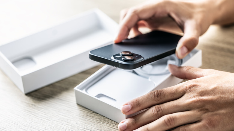 Unboxing a black iPhone