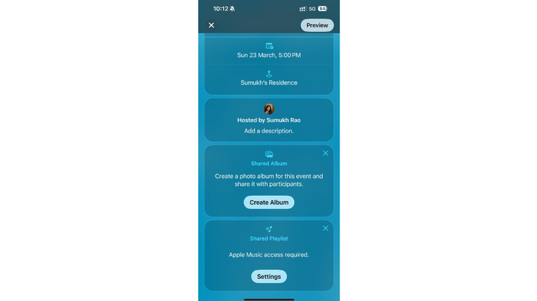 Shared music playlist option on Apple Invites